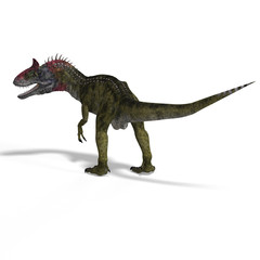 frightening dinosaur cryolophosaurus With Clipping Path over whi