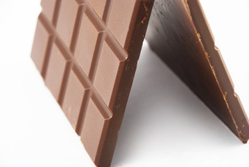 slices of chocolate on a white background