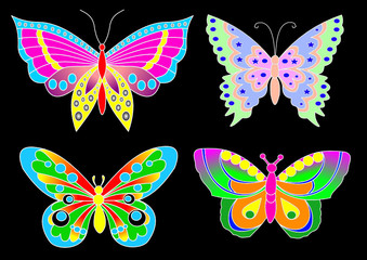 Obraz na płótnie Canvas Farbiges Schmetterling Set
