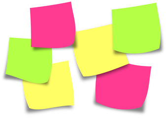 Postits gelb & grün & pink
