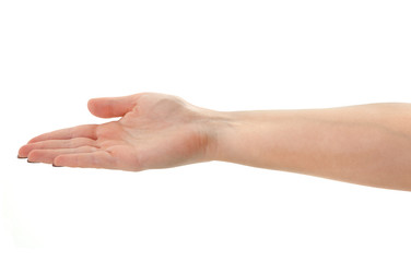 Fototapeta na wymiar female hand holding an invisible object