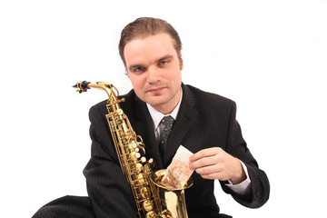 Naklejka premium saxophonist