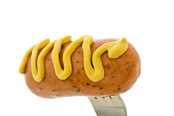 Dicke Wurst auf Gabel