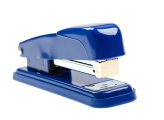 Blue strip stapler isolated on white