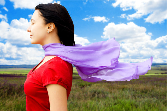 female on wind