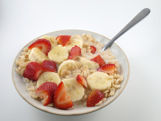 Cereal, Bananas and Strawberries