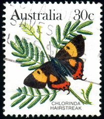 Australia. Chlorinda Hairstreak. Timbre postal.