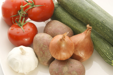 ein Teller mit frischen Gemuese