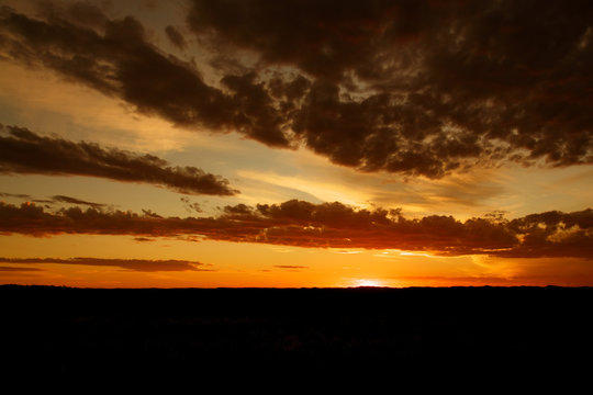 sunset in kalahari savanna