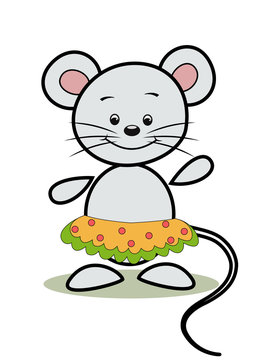 Funny mouse.  Cartoon. Vector  illustration.