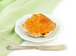 English Muffin and Marmalade with Knife