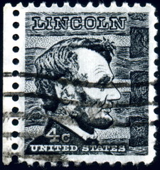 United states. Lincoln. Timbre postal oblitéré