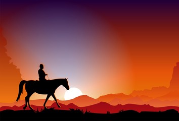 Cowboy in the Sunset