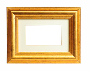 Old gold frame isolated on white