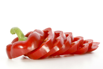 in Scheiben aufgeschnittene rote Paprika