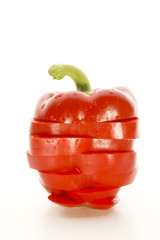 in Scheiben aufgeschnittene rote Paprika