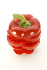 in Scheiben aufgeschnittene rote Paprika