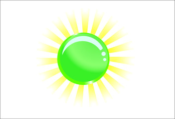 Green glassy ball with light behind