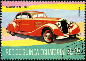 Rep de Guinea Ecuatorial. Lagonda M45 1934.Timbre postal