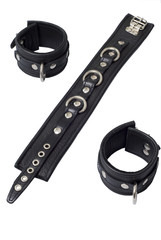 Obraz premium Black Leather Collar with Locking Hand Cuffs