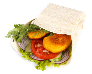 Sandwich with chicken nuggets