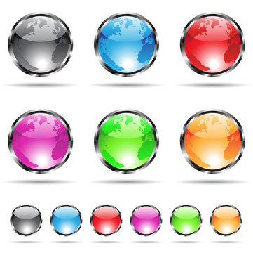 colourful glass globes with metallic frames