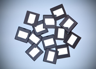 set of 35 mm slides on a light table, free copy space,
