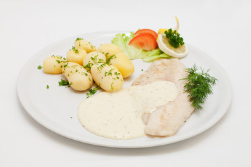 Pangasius gedünstet mit Kräutersoße