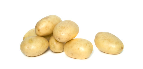 Pile of potatoes isolated on white background