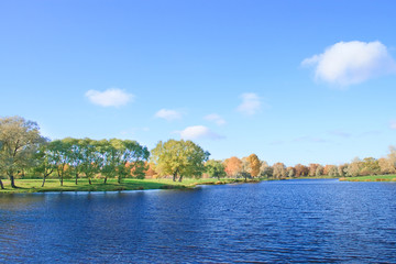 Obraz premium River bank on a still day