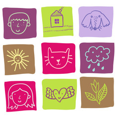 Cartoon icons - cute vector set