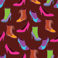 Stylish shoes - colorfulseamless vector pattern
