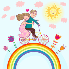 Romantic summer illustration - cartoon vector