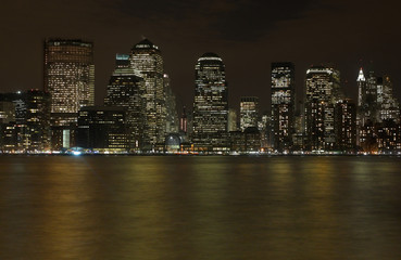 New York night downtown skyline