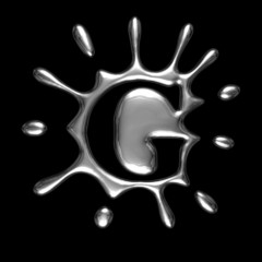 Obraz premium Liquid metal letter G - alphabet symbol