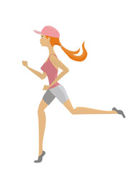 isolated girl running illustration