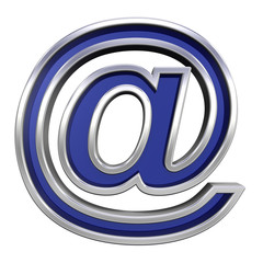 Mail sign from blue glass with chrome frame alphabet set.