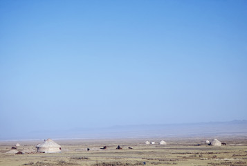 Yurts in wide Landscape,China