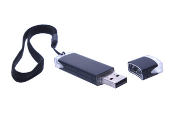 opened usb flash drive on white