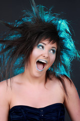girl with blue electric hair