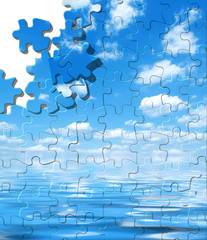 Blue sky with water reflection puzzle