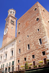 Fototapeta na wymiar Tower Lamberti in city Verona, Italy