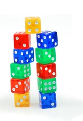 Colorful Dices Stack on White