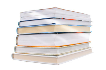 Pile of books isolated on white background