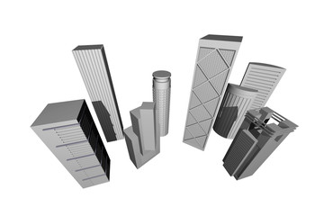 Abstract 3D render of modern skyscrapers