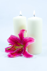 Fototapeta na wymiar Lily and candles