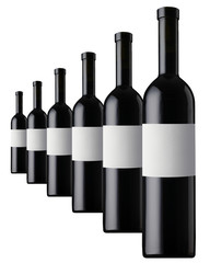six Bordeaux bottles