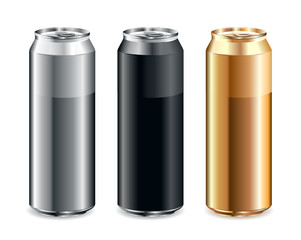 set of realistic cans