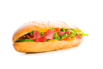 Long sandwich isolated on the white background