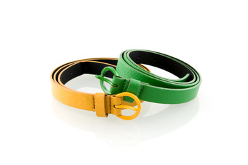 Green and yellow belt isolated on white background